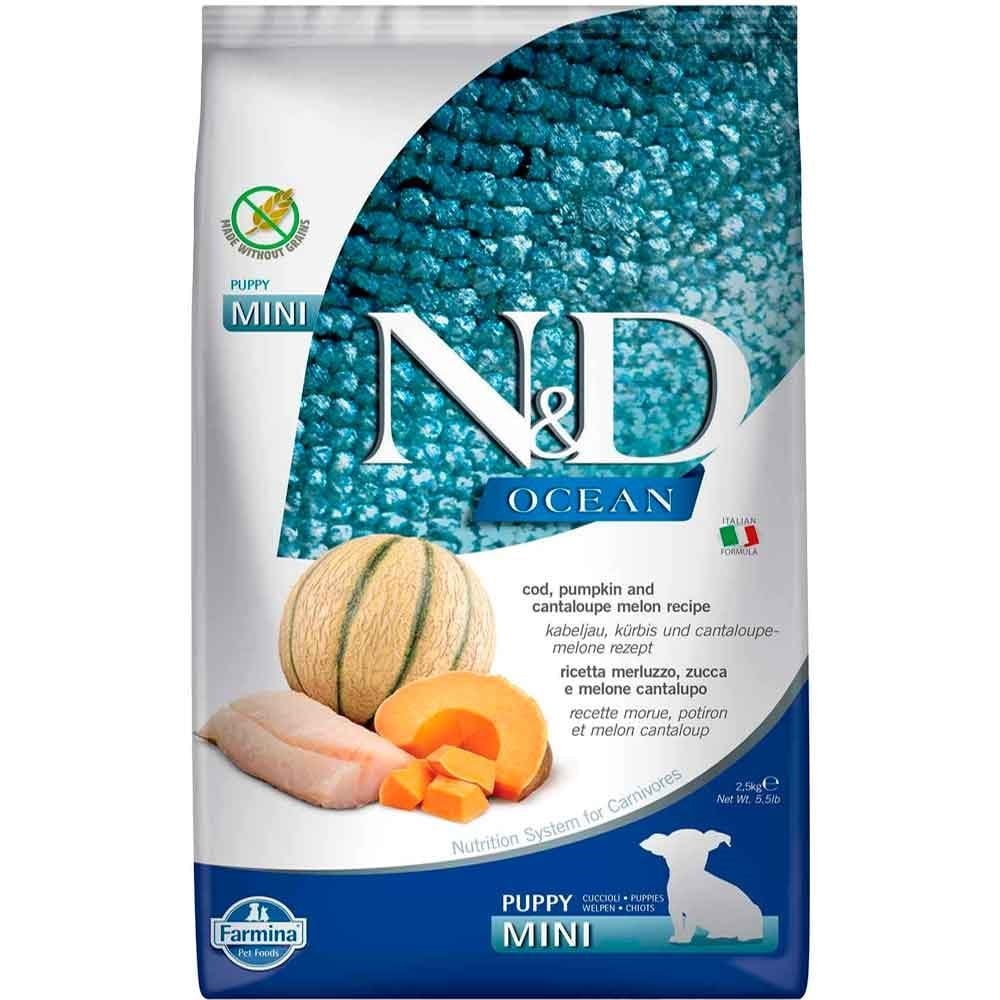 N&D Ocean Morina Balıklı Bal Kabaklı ve Kavunlu Küçük Irk Tahılsız Yavru Köpek Maması 2,5kg