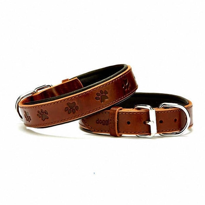 Doggie Yumuşak Dokulu Pati Desenli Köpek Boyun Tasması Kahverengi SBT-4036 L