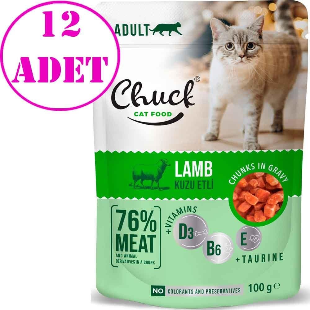 Chuck Kedi Yaş Maması Kuzu Etli 100 Gr 12 AD
