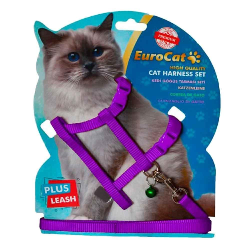 Eurocat Kedi Göğüs Tasma Seti Mor