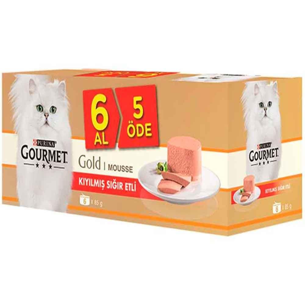 Gourmet Gold 6 Al 5 Öde Kıyılmış Sığır Etli Kedi Konservesi