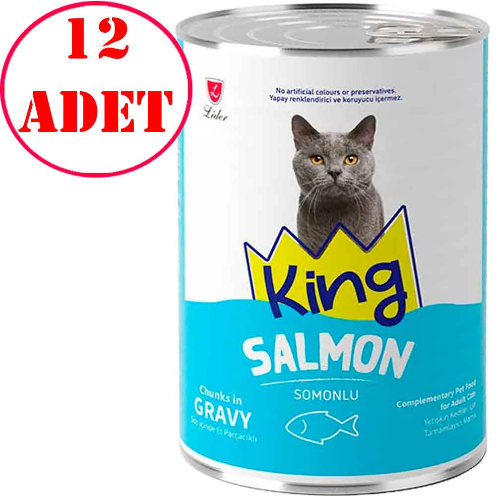 King Kedi Konservesi Somonlu Sos İçerisinde Et Parçacıklı 400 Gr 12 AD