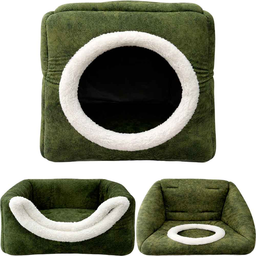 Pet Pretty Kedi Köpek İçin Comfort Üç Fonksiyonlu Yatak Haki 42x42x23 Cm