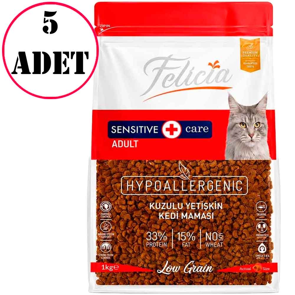 Felicia Kedi Maması Kolajenli Kuzu Etli Düşük Tahıllı 1 Kg 5 Ad