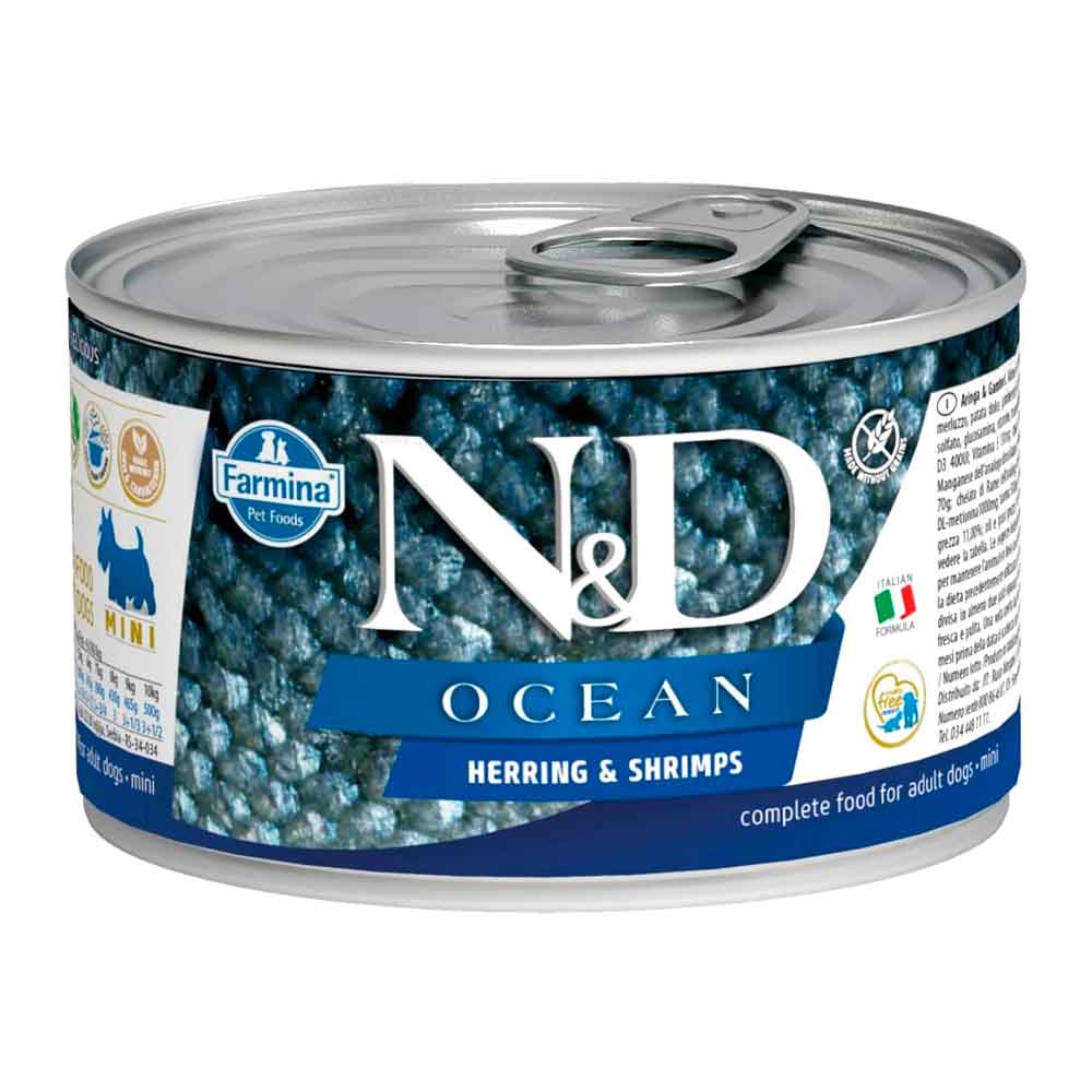 N&D Mini Ocean Ringa Balıklı Karidesli Köpek Konservesi 140 Gr