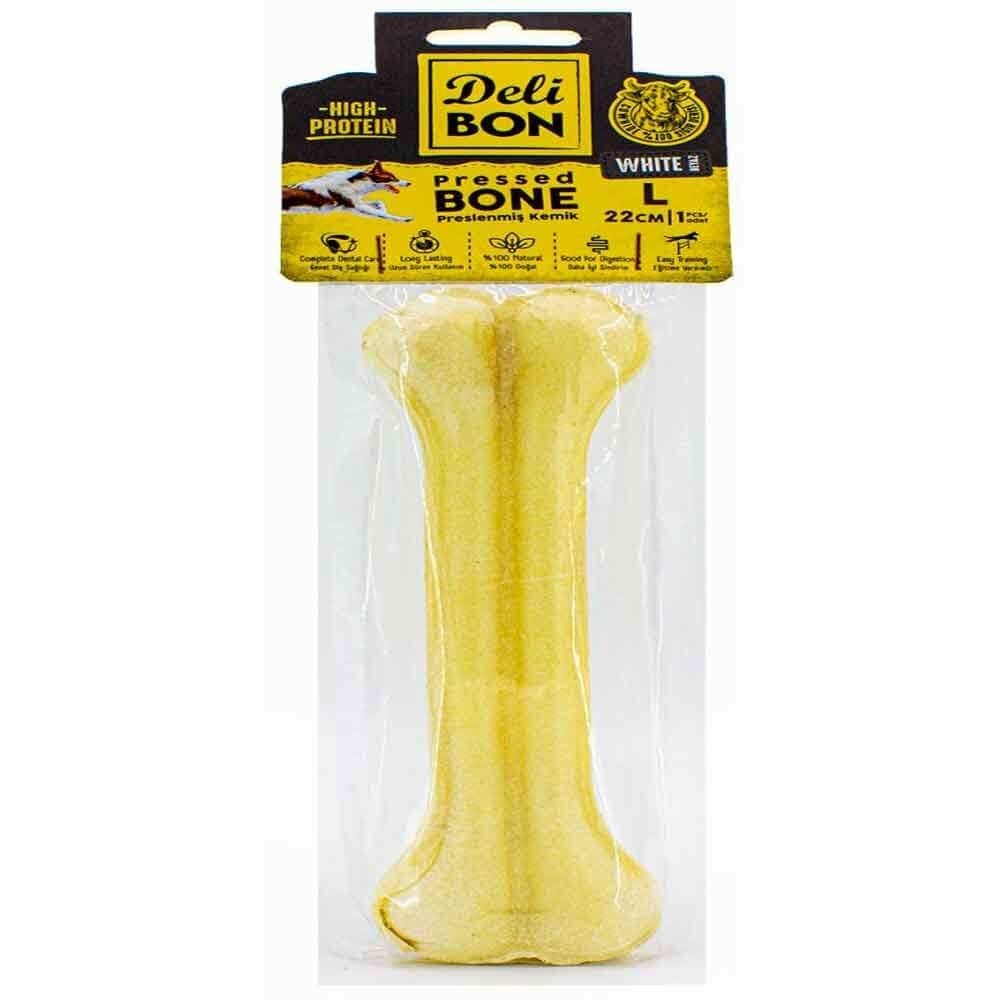 DeliBon Deri Press Köpek Kemik 22 Cm Beyaz 1 Ad