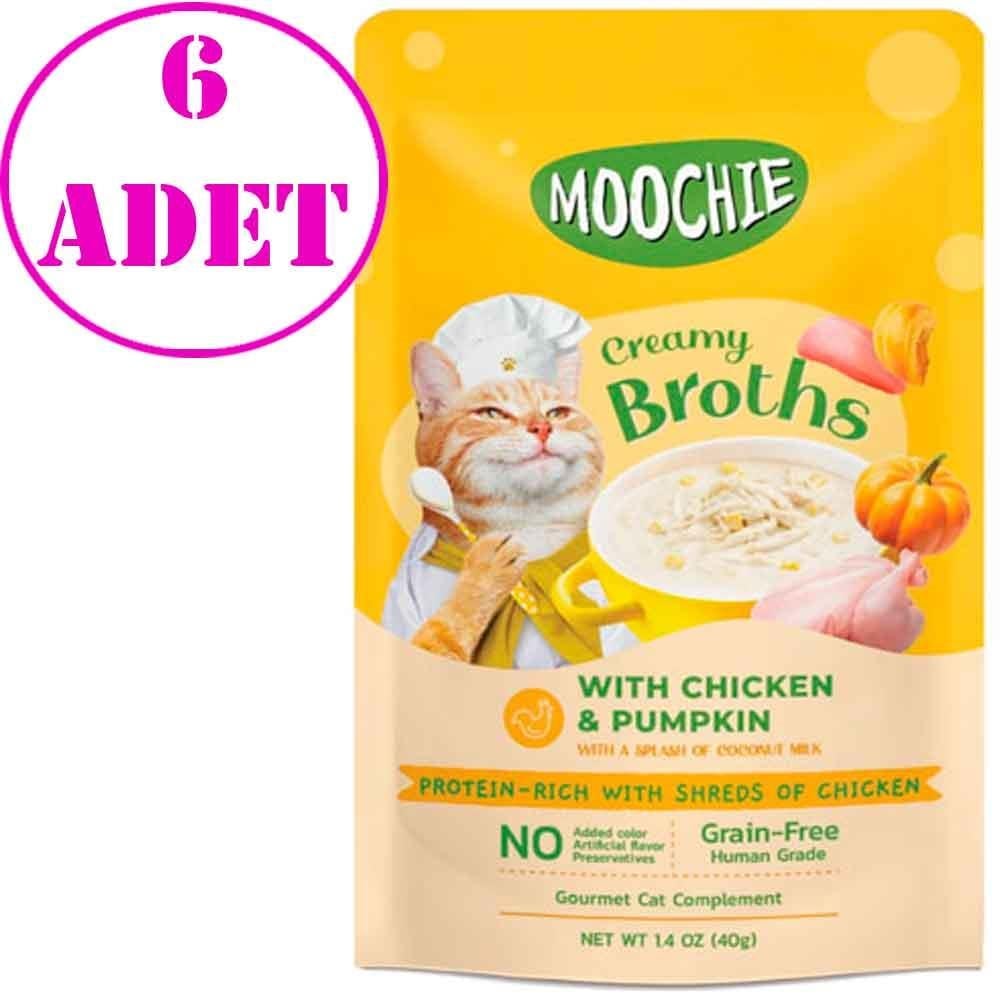 Moochie Kedi Çorbası Parça Tavuklu Balkabaklı Tahılsız 40 Gr 6 AD