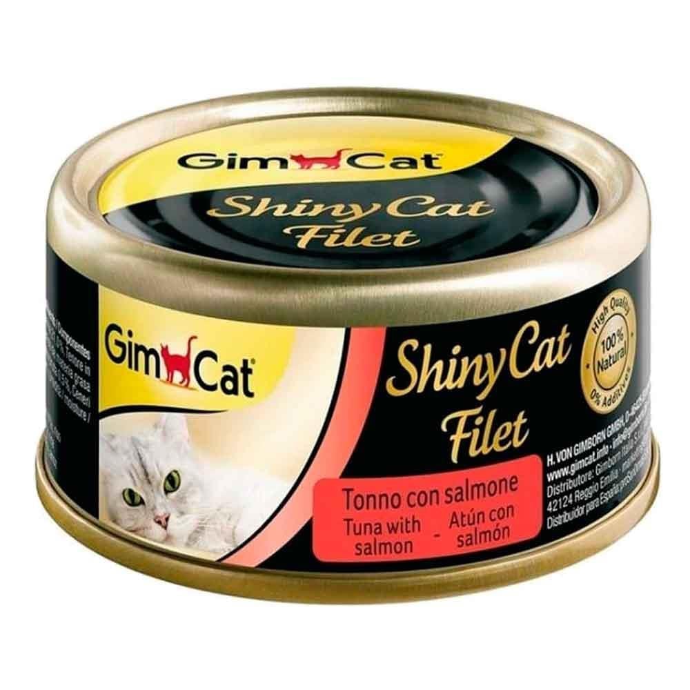 Gimcat Shiny Cat Filet Ton Balıklı ve Somonlu Konserve Mama 70 Gr