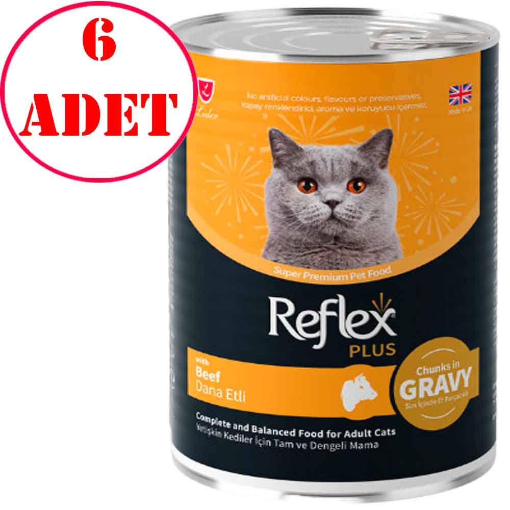 Reflex Plus Kedi Konservesi Parça Etli Dana Etli 400 Gr 6 Adet