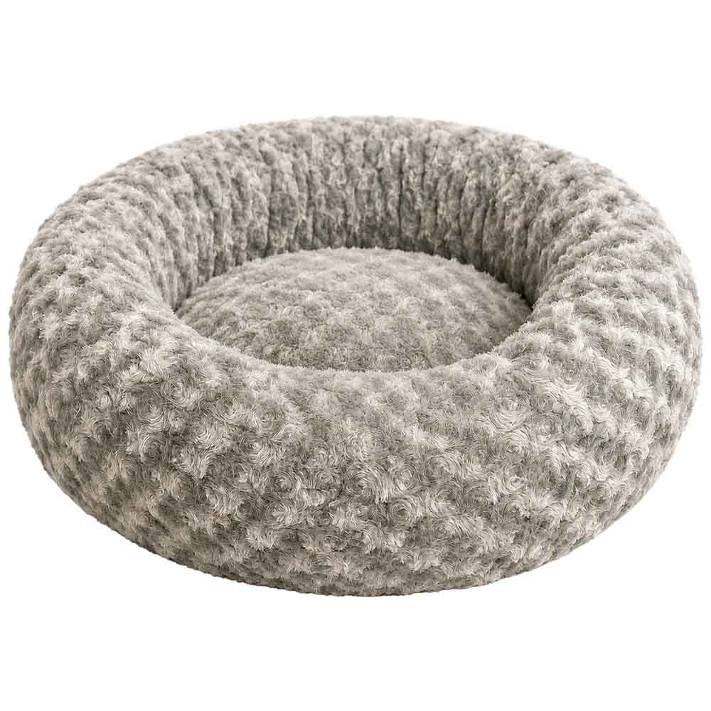 Pet Pretty Kedi Köpek İçin Peluş Simit Yatak Gri 55 Cm