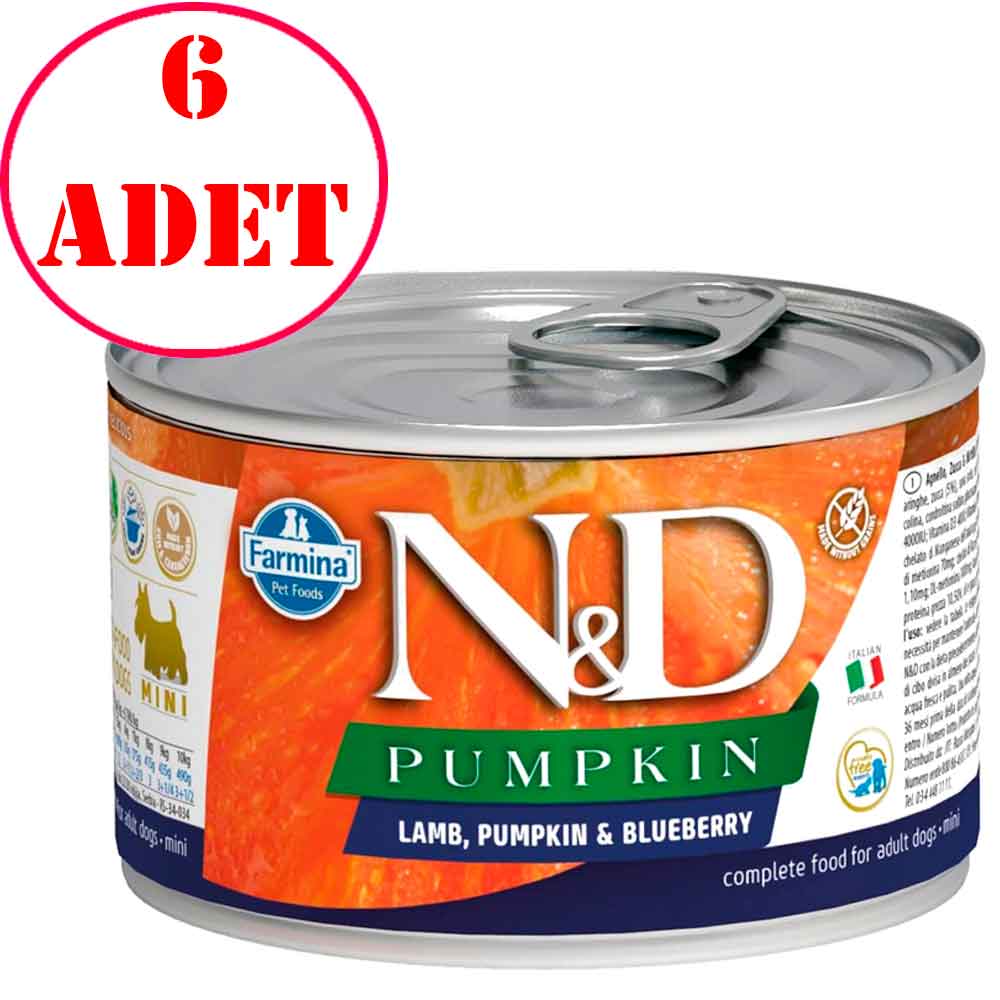 N&D Mini Balkabaklı Kuzu Etli Köpek Konservesi 140 GR 6 AD