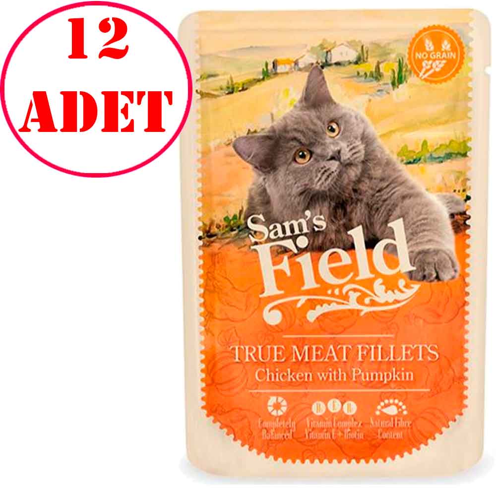 Sam's Field Tahılsız Kedi Konservesi Tavuklu Balkabaklı 85 Gr 12 AD