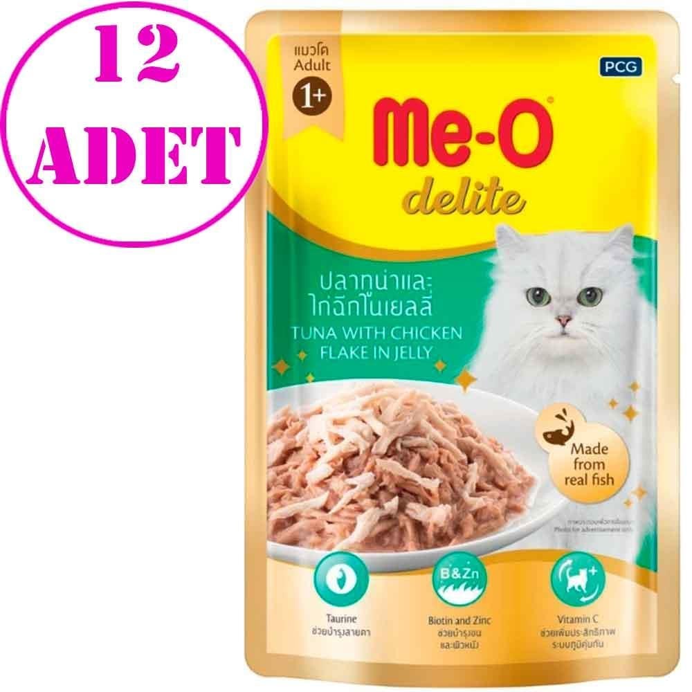 Me-O Delite Pouch Tavuklu ve Ton Balıklı Kedi Konservesi 70 Gr 12 AD