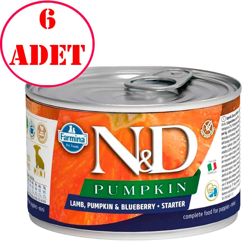 N&D Mini Balkabaklı Kuzulu Starter Yavru Köpek Konservesi 140 GR 6 AD