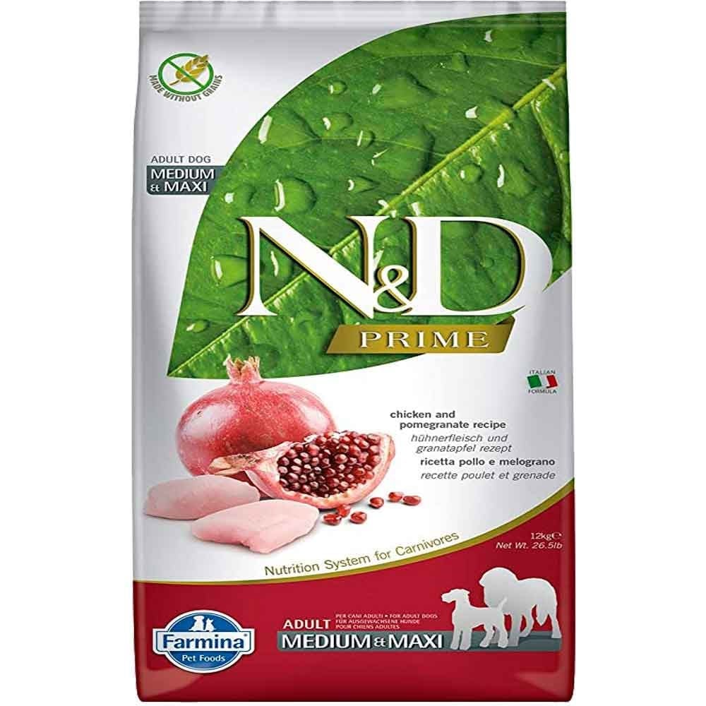 ND Tahılsız Maxi Tavuk Nar Büyük ve Orta Irk Köpek Maması 12 Kg