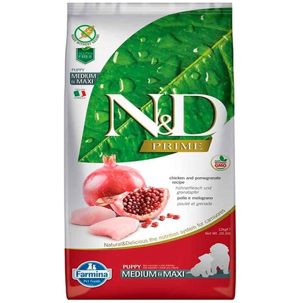 ND Prime Yavru Köpek Maması Tavuklu Narlı Tahılsız Medium Maxi 12 Kg