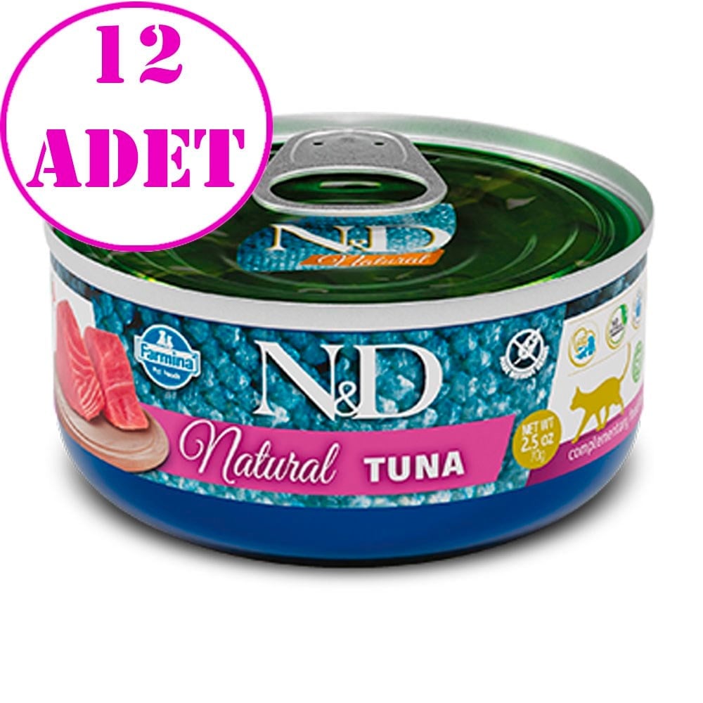 N&D Natural Ton Balıklı Yetişkin Kedi Konservesi 70 Gr 12 AD