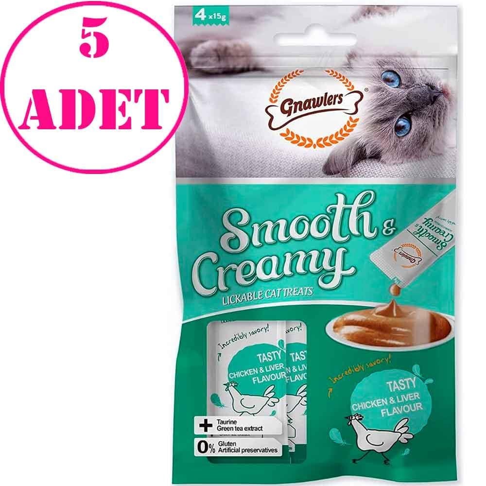 Gnawlers Krema Kedi Ödülü Tavuklu Ciğerli 4x15 Gr 5 AD
