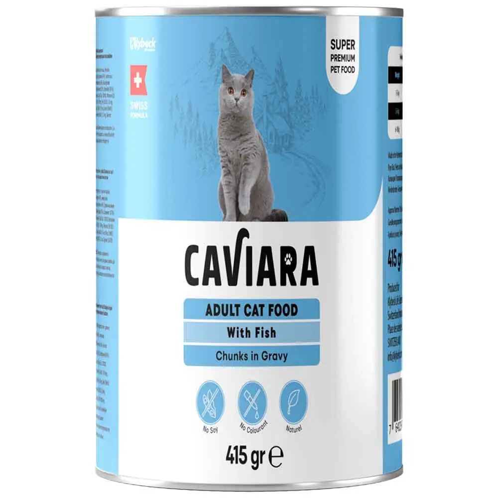 Caviara Kedi Konservesi Sos İçinde Et Parçacıklı Balıklı 415 Gr