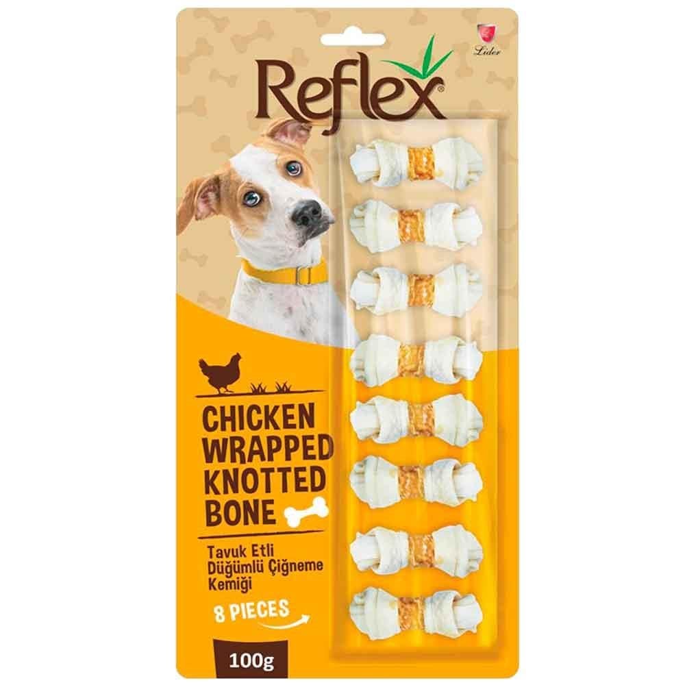 Reflex Tavuk Etli Düğümlü Köpek Çiğneme Kemiği 8'li 100 Gr