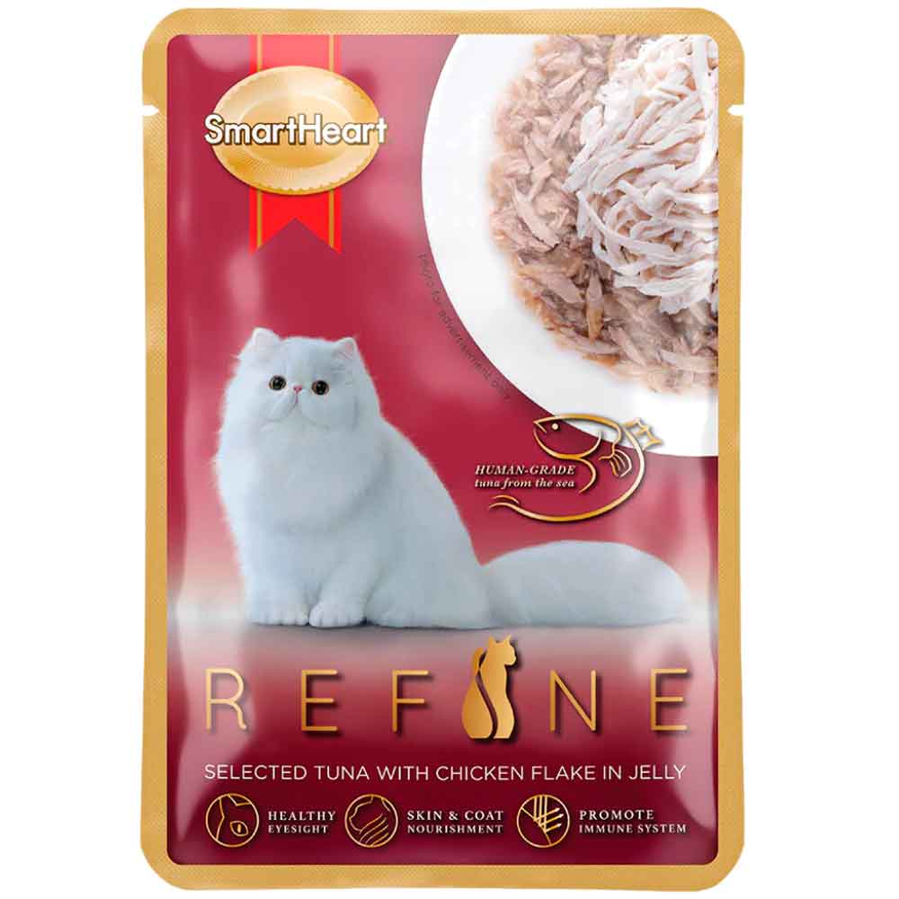 Smart Heart Refine Kedi Konservesi Jöle İçinde Tiftiklenmiş Tavuklu ve Ton Balıklı 70 Gr