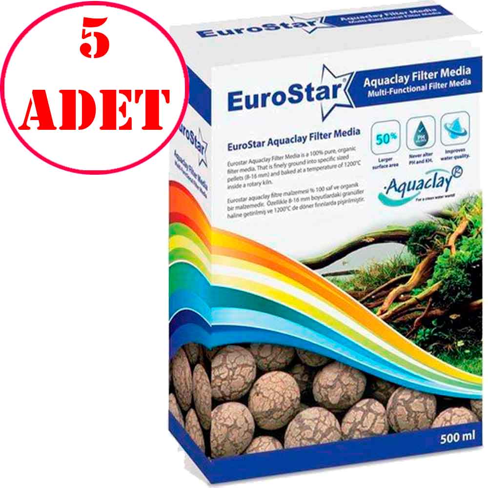 Eurostar Aquaclay Akvaryum Filtre Malzemesi 500 Ml 5 Adet