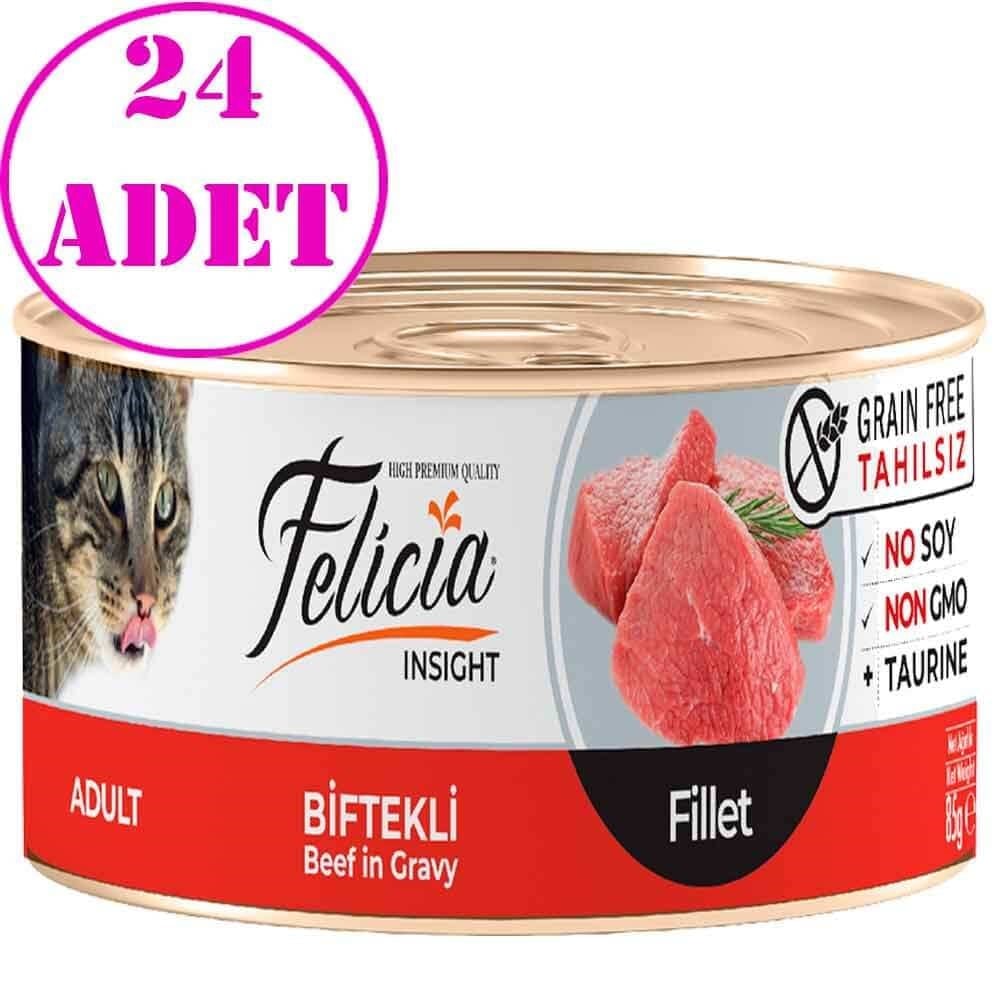 Felicia Tahılsız Biftek Filetolu Yaş Kedi Maması 85 Gr 24 AD