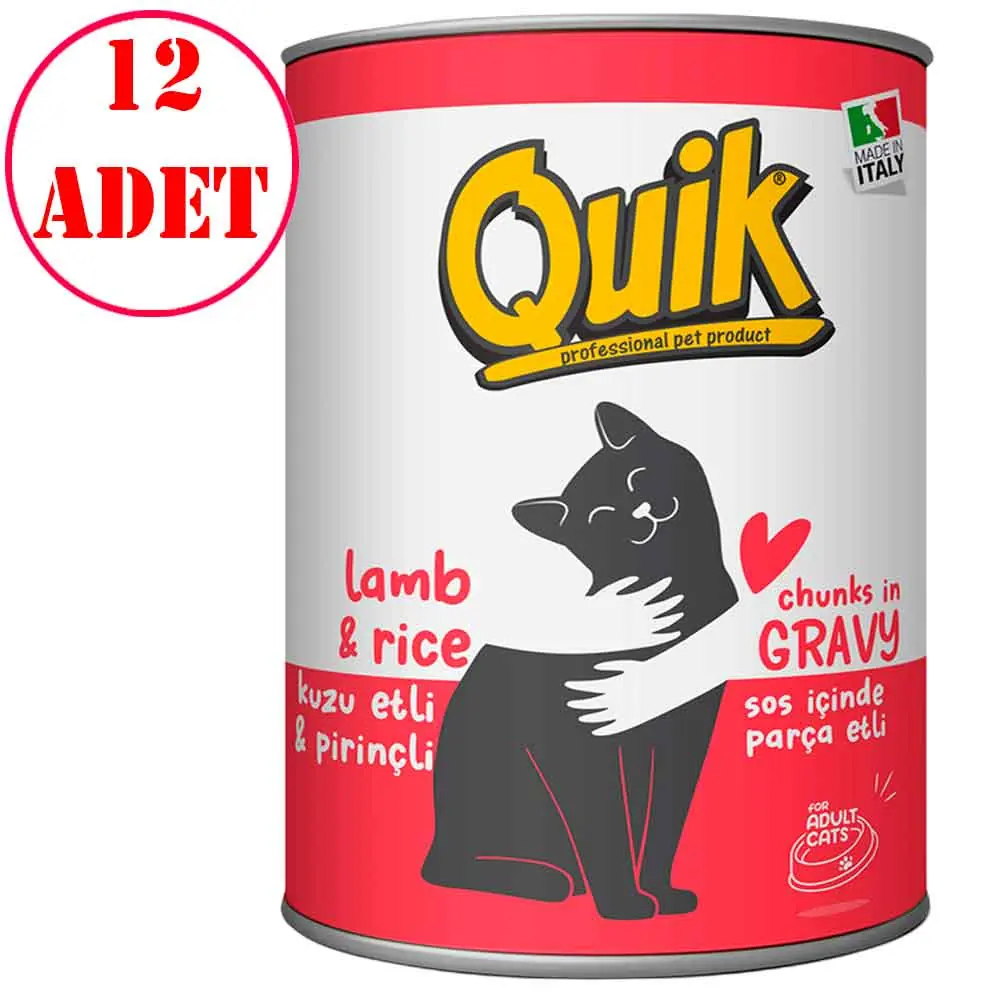 Quik Kedi Konservesi Kuzu Etli Pirinçli 415 gr 12 AD
