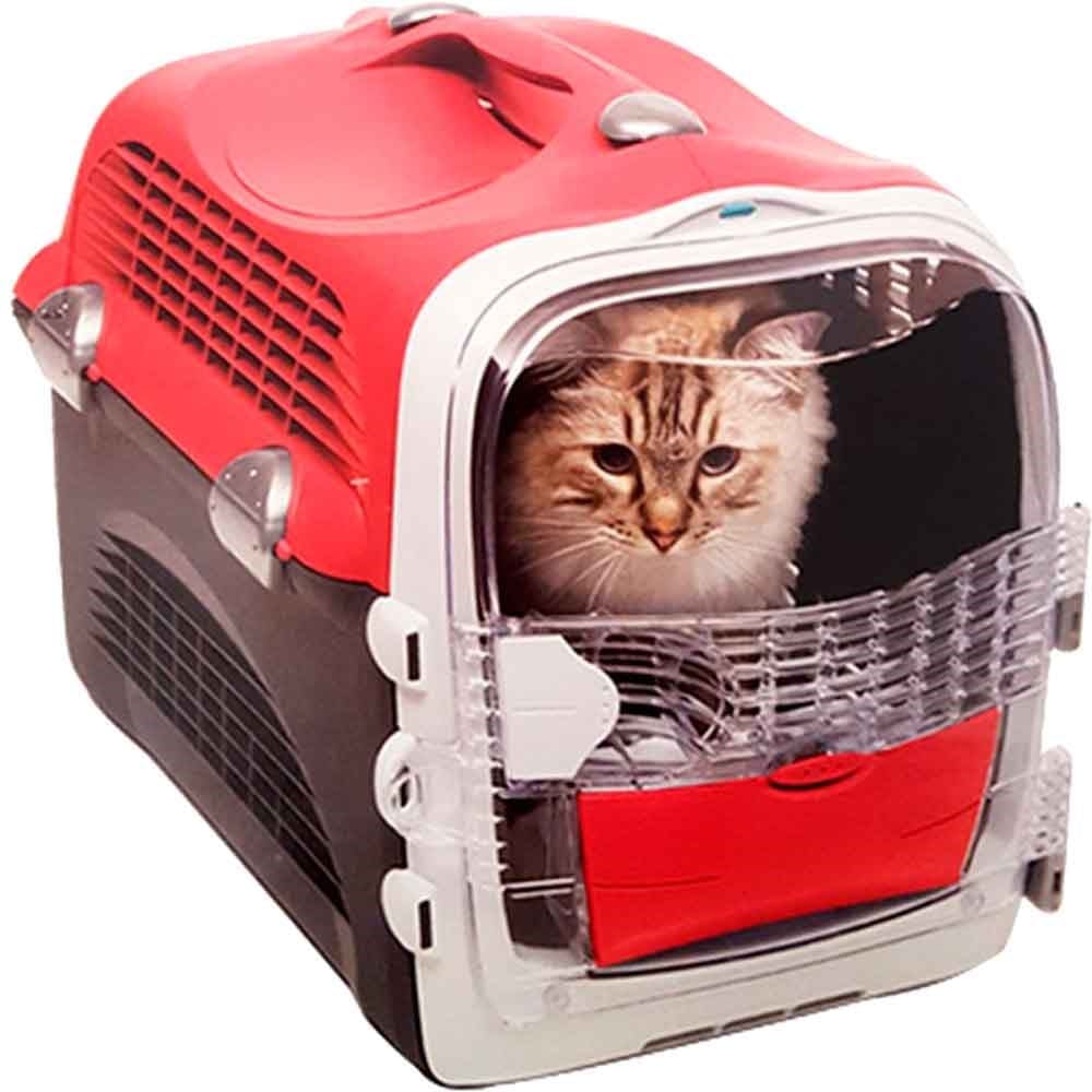 Catit Cabrıo Kedi ve Köpek Taşıma Kabı Kırmızı/Gri 51x33x35cm