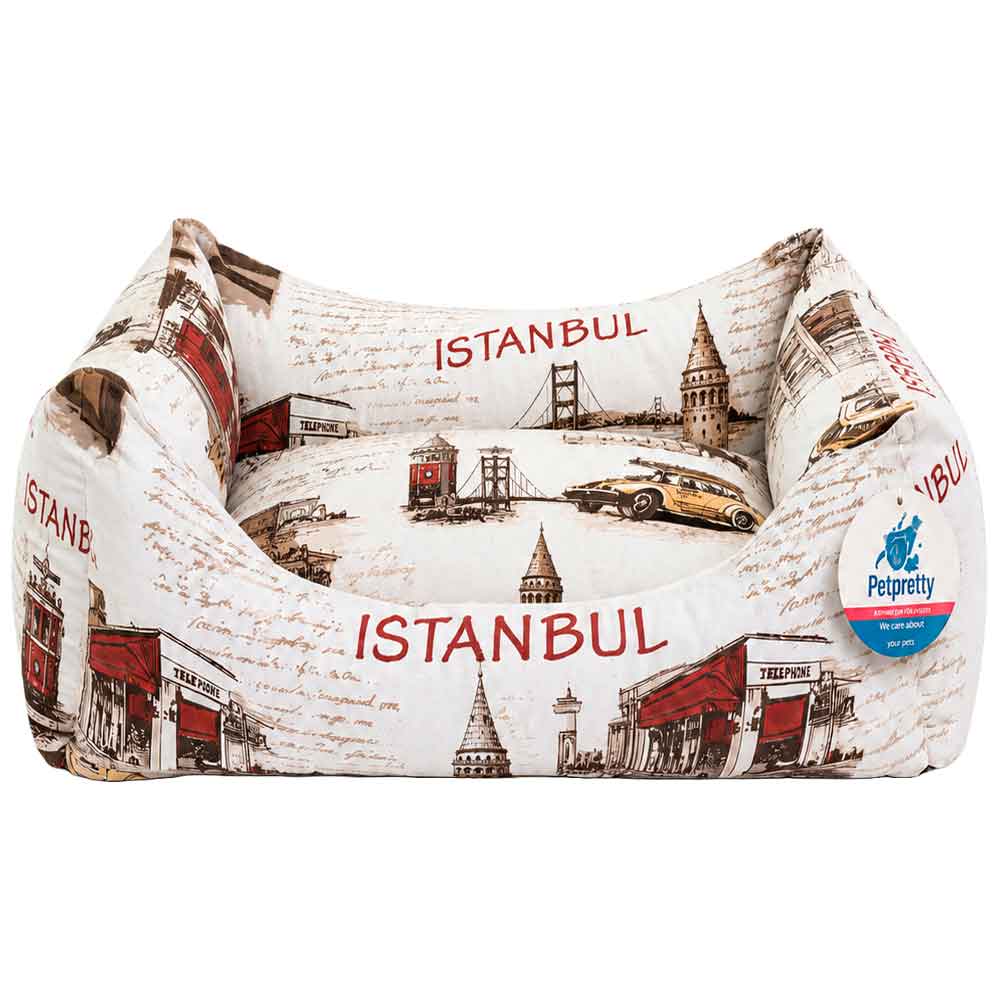 Pet Pretty Kedi Köpek Yatağı Yazlık Kumaş Koltuk Yatak İstanbul 75x60x15 Cm