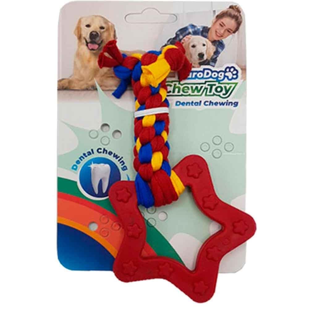Euro Dog Plus Yıldız Şekilli Köpek Diş Kaşıma İpi Kırmızı 14,5 Cm
