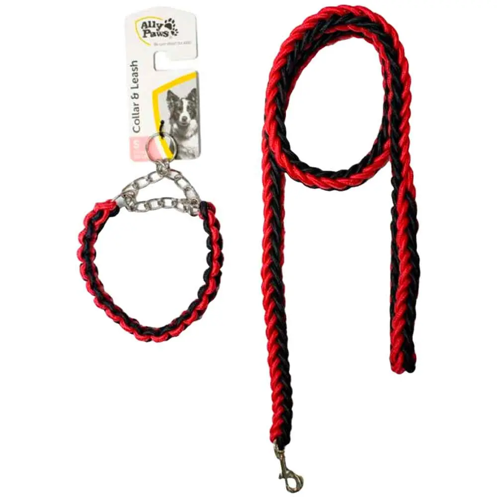 Ally Paws Köpek Boyun ve Gezdirme Tasması Takım 1,5 mm x 120 cm (Kırmızı)