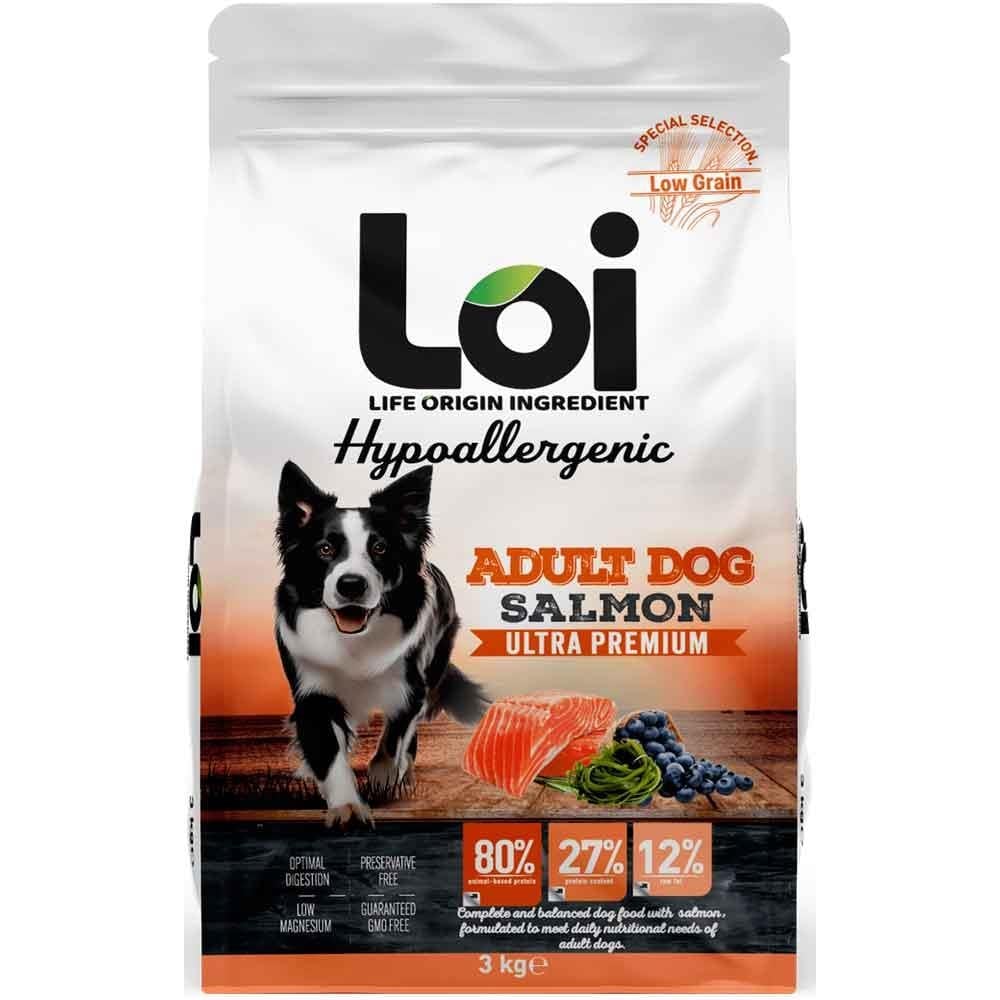 Loi Hipoalerjenik Somonlu Yetişkin Köpek Maması 3 Kg