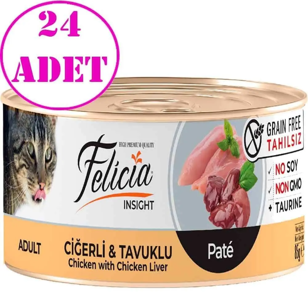 Felicia Tahılsız Ciğerli Tavuklu Kıyılmış Yaş Kedi Maması 85 Gr 24 AD