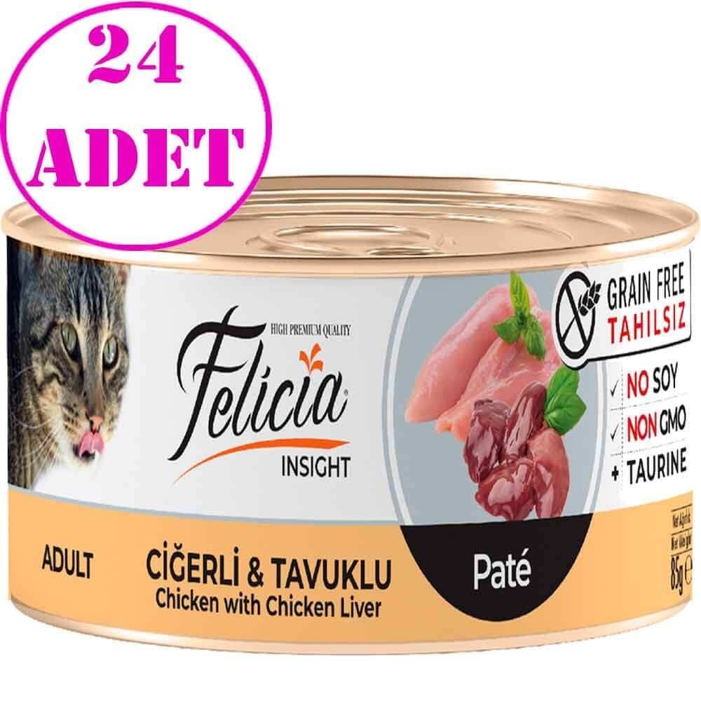 Felicia Tahılsız Ciğerli Tavuklu Kıyılmış Yaş Kedi Maması 85 Gr 24 AD
