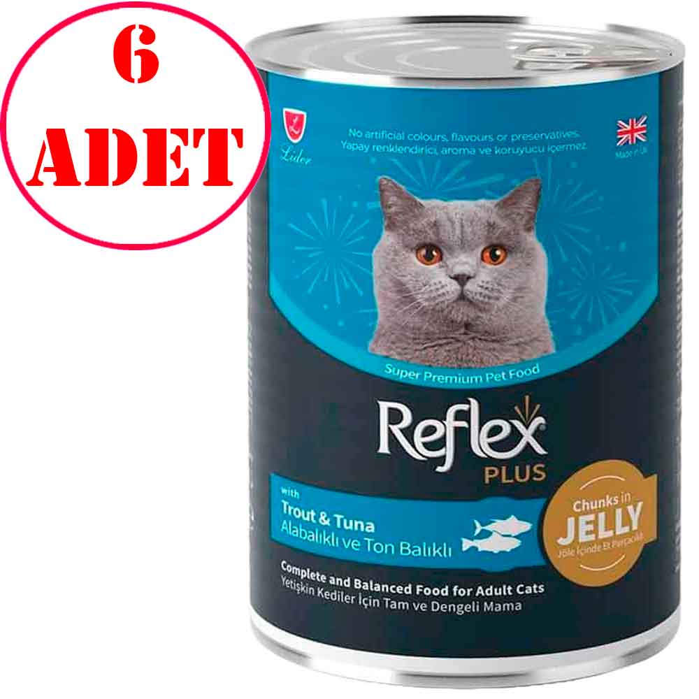 Reflex Plus Kedi Konservesi Parça Etli Alabalıklı ve Ton Balıklı 400 Gr 6 AD