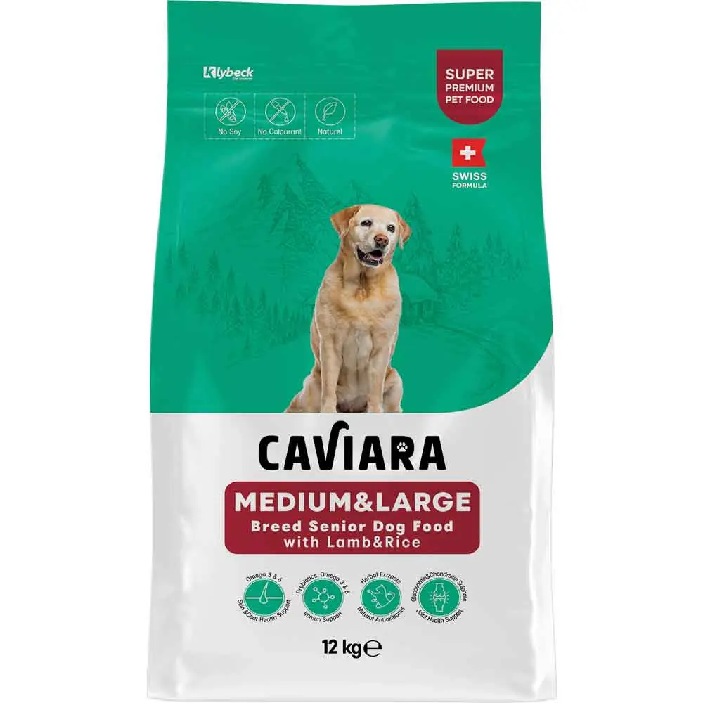 Caviara Kuzu Etli ve Pirinçli Orta & Büyük Irk Yaşlı Köpek Maması 12 Kg