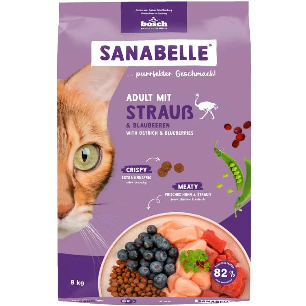 Sanabelle Devekuşu Eti ve Yaban Mersinli Kedi Maması 8 Kg