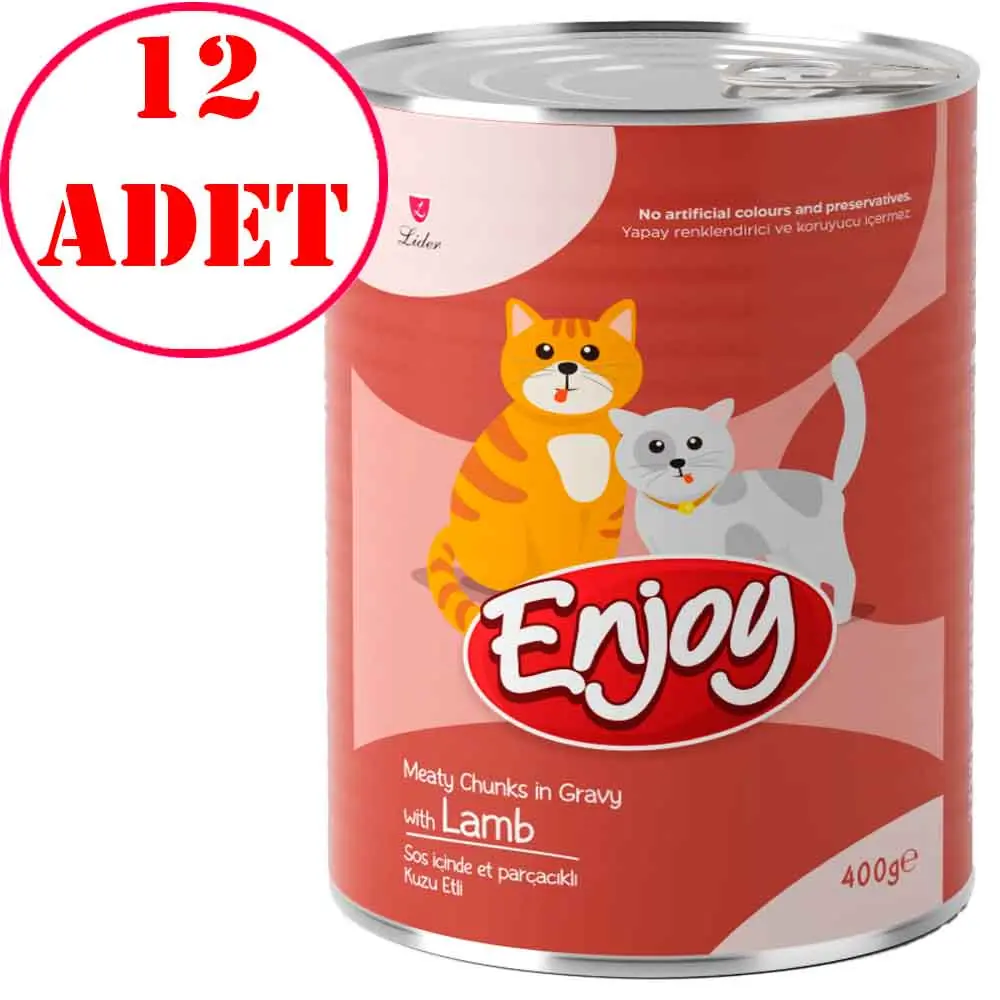 Enjoy Kuzu Etli Kedi Konservesi Sos İçinde Et Parçacıklı 400 Gr 12 AD
