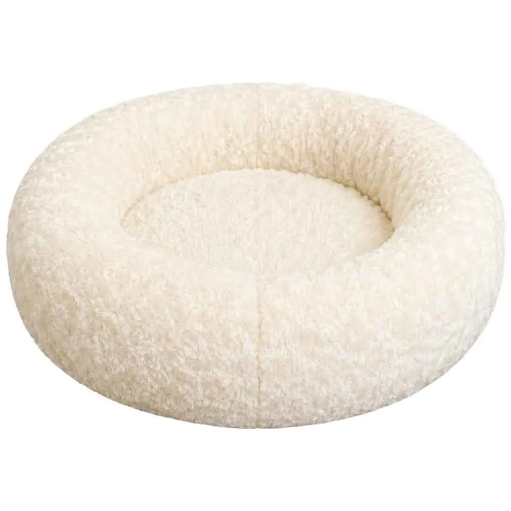 Pet Pretty Kedi Köpek İçin Peluş Simit Yatak Beyaz 55 Cm