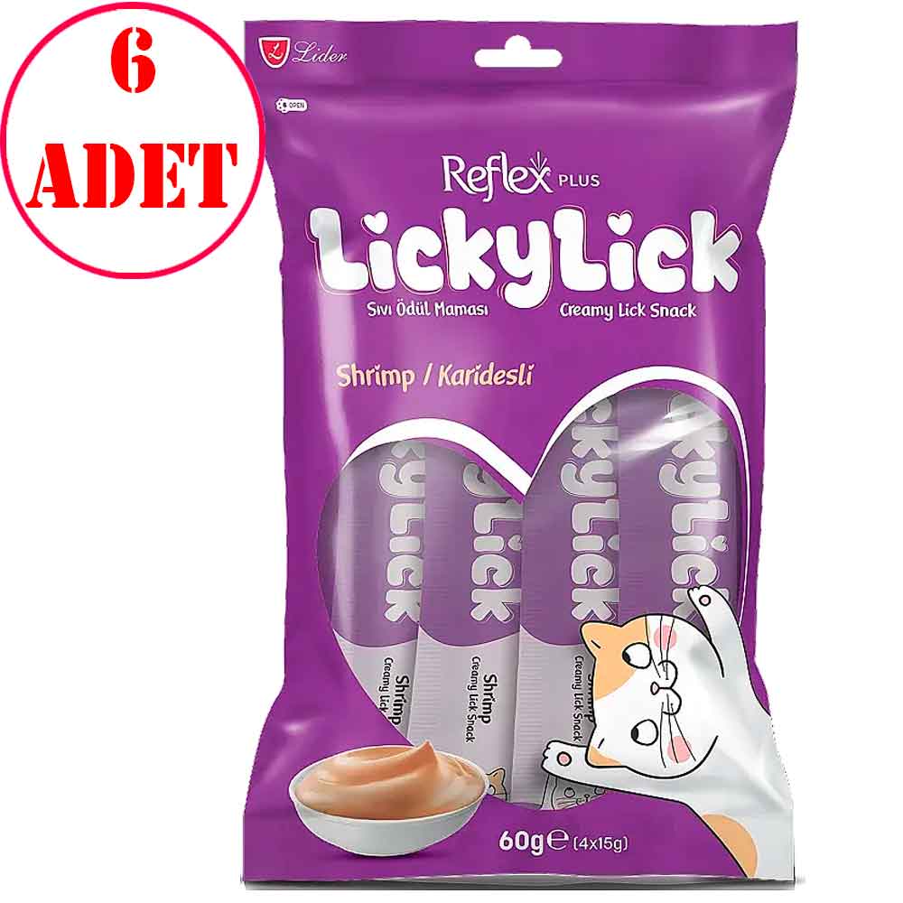 Reflex Plus Lickylick Karidesli Sıvı Kedi Ödül Maması 4x15 Gr 6 AD