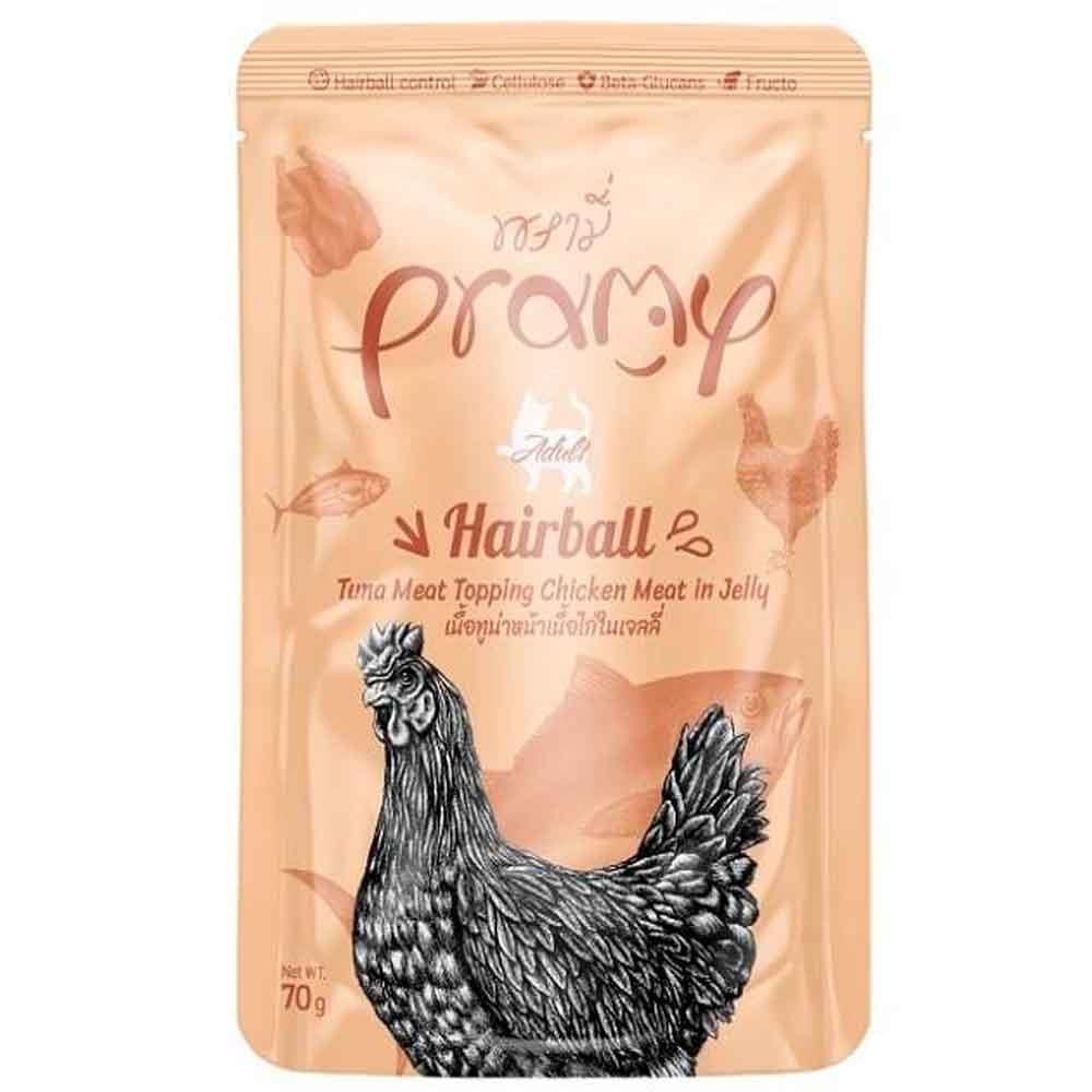 Pramy Hairball Jöle İçinde Ton Balıklı ve Tavuk Etli Kedi Konservesi 70 Gr