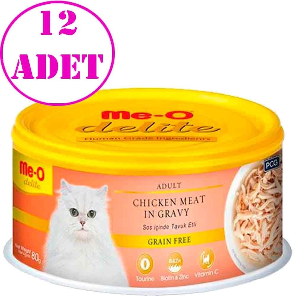 Meo Delite Tavuk Etli Tahılsız Kedi Konservesi 80 Gr 12 AD