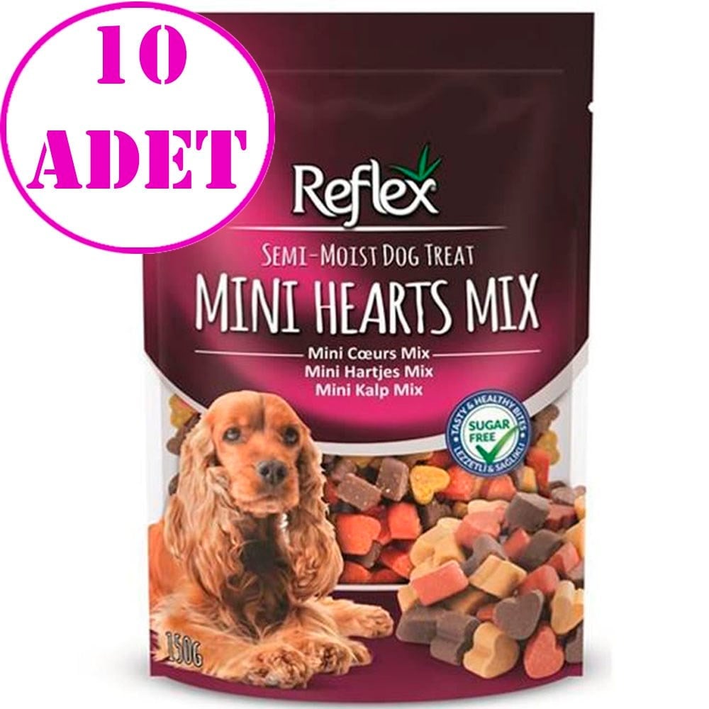 Reflex Karışık Renkli Mini Kalpli Yumuşak Köpek Ödülü 150gr 10 AD