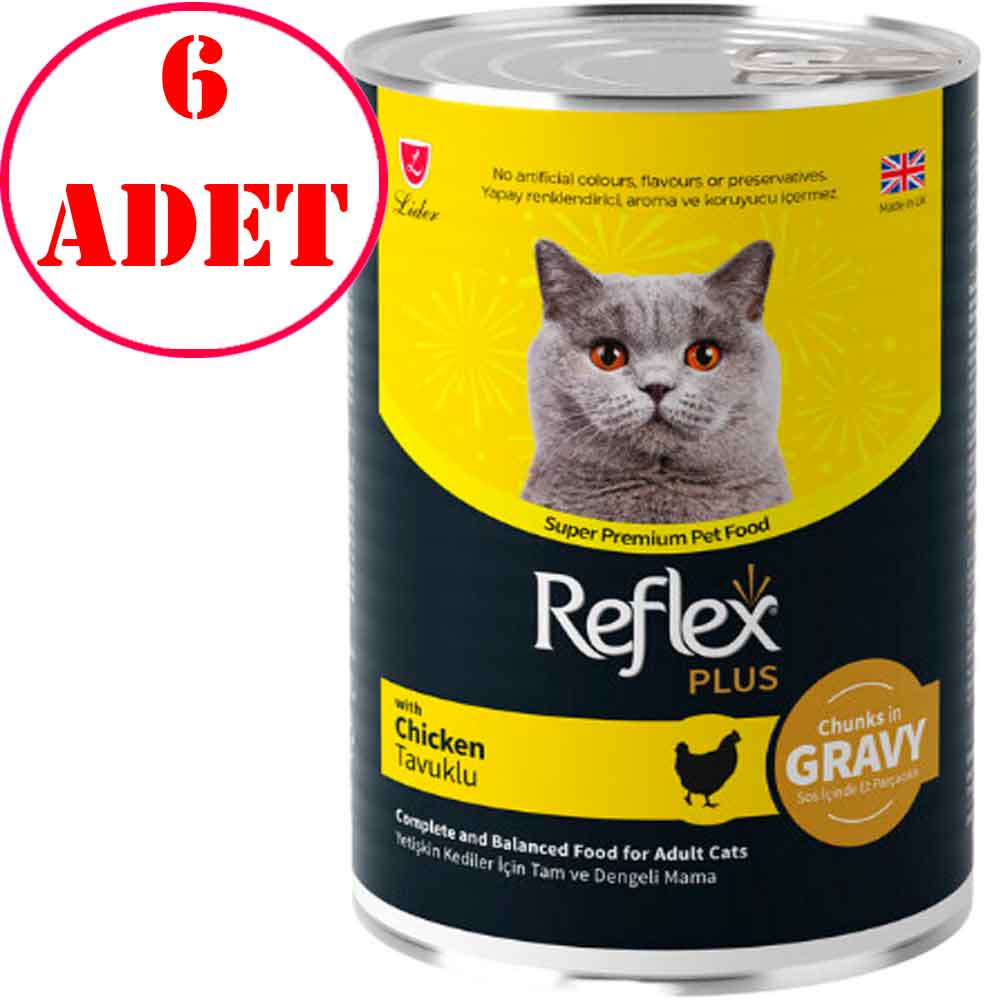 Reflex Plus Kedi Konservesi Sos İçinde Parça Etli Tavuklu 400 Gr 6 AD