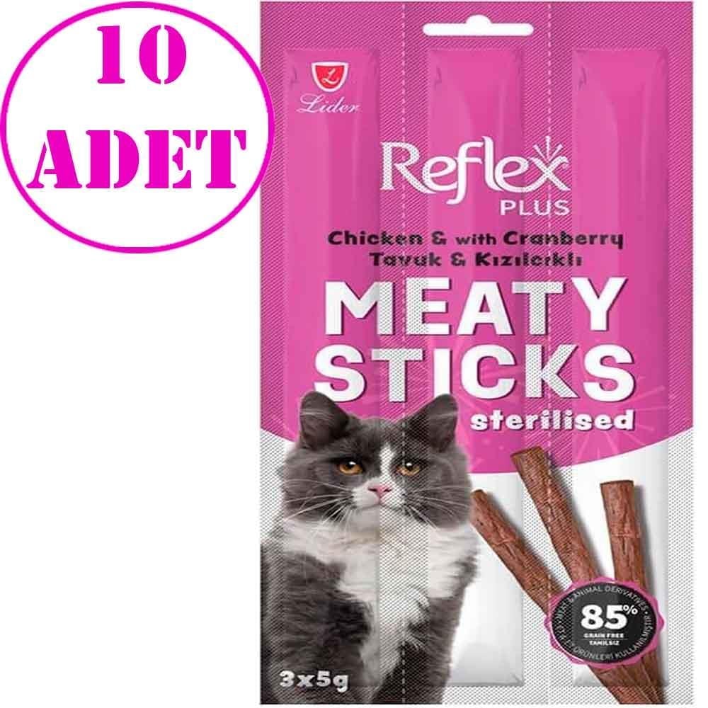 Reflex Plus Tavuklu ve Kızılcıklı Kısırlaştırılmış Kedi Ödül Çubuğu 3X5 Gr 10 AD