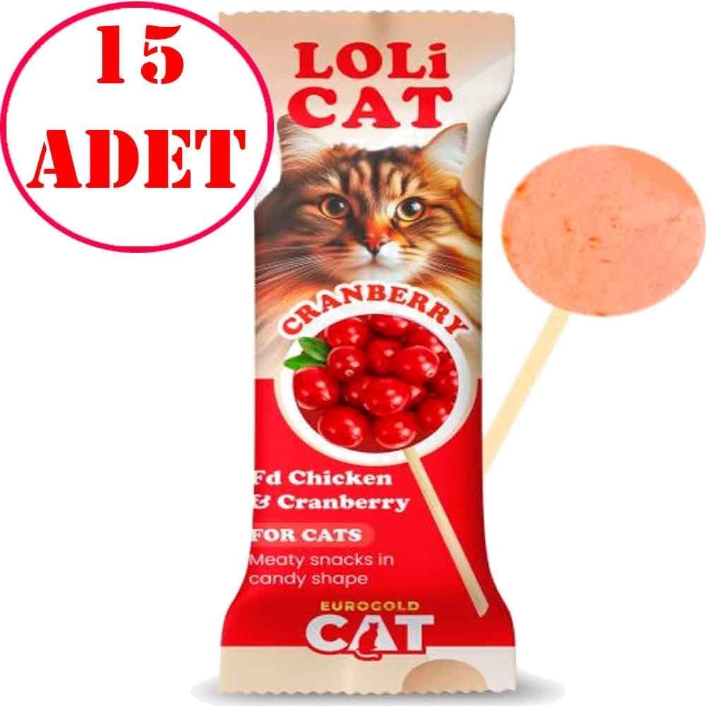 EuroGold LoliCat FD Kedi Ödülü Kızılcıklı 1,5 Gr LoliPop 15 AD