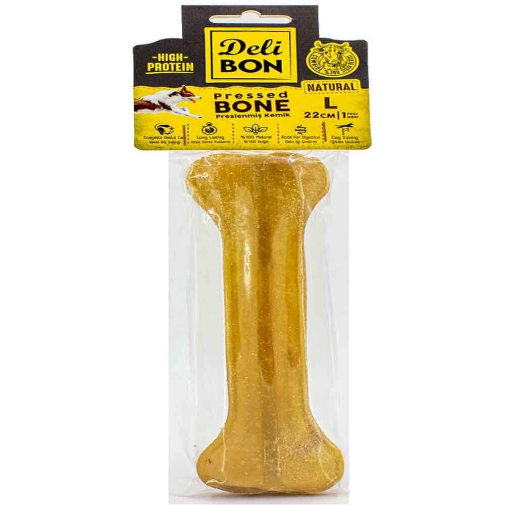 DeliBon Deri Press Köpek Kemik 22 Cm Natural 1 Ad