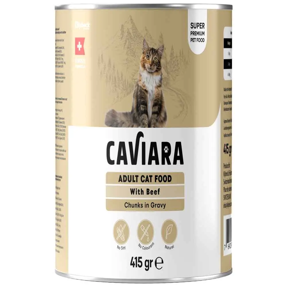 Caviara Kedi Konservesi Sos İçinde Et Parçacıklı Dana Etli 415 Gr