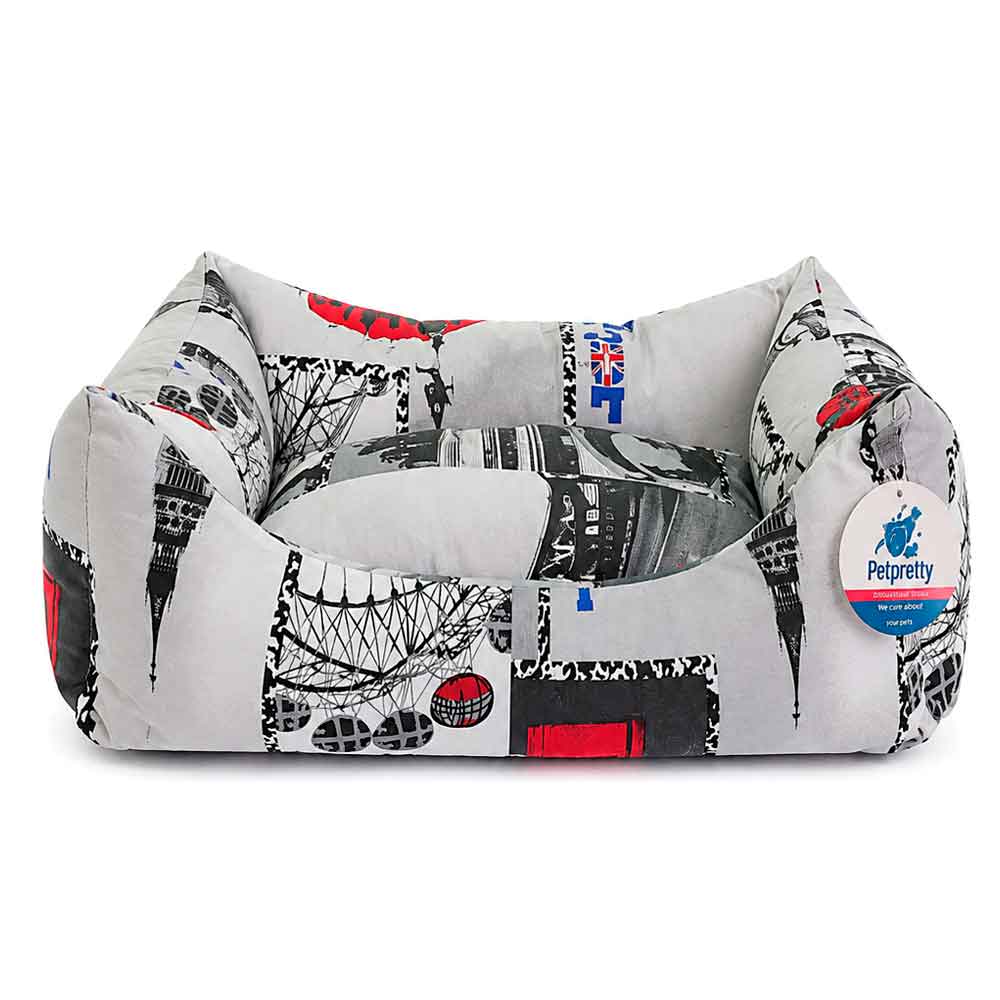 Pet Pretty Kedi Köpek Yatağı Yazlık Kumaş Koltuk Yatak London 55x40x15 Cm